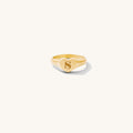 The Initial Heart signet ring with a bold brushed matte gold finish