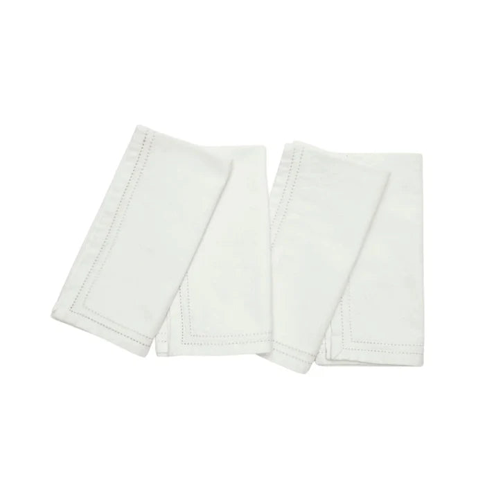 Ivory Cocktail Napkins with Double Eyelet Border - Cocktail Napkins - The Well Appointed House