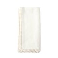 Ivory Dinner Napkins with Pom Pom Border - Dinner Napkins - The Well Appointed House