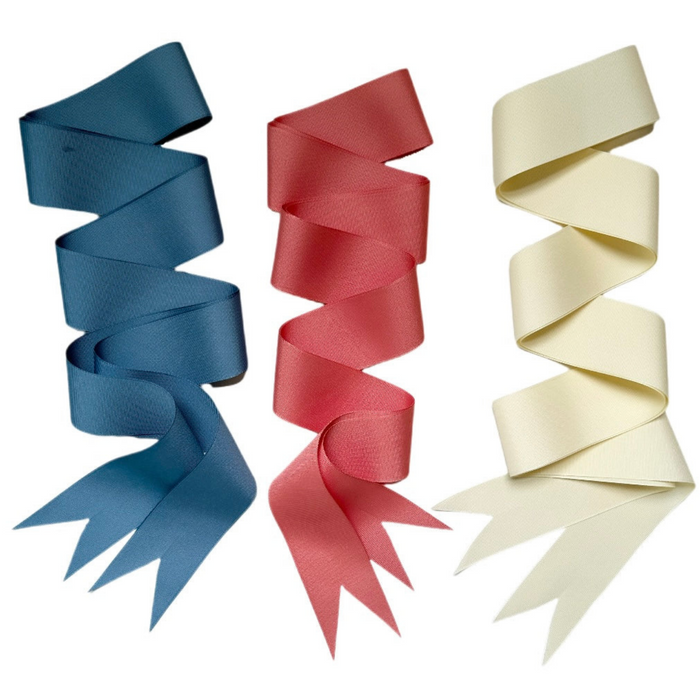 Ivory, French Blue & Coral Grosgrain Ribbon Pack - Long - The Well Appointed House