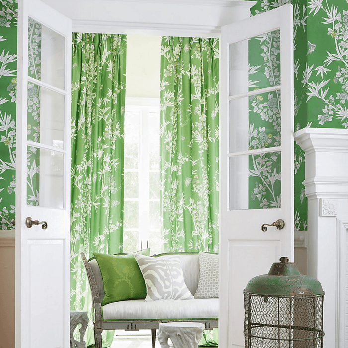 Scalamandre Jardin De Chine Wallcovering in Jade Green - Wallpaper - The Well Appointed House