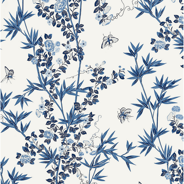 Scalamandre Jardin De Chine Wallcovering in Porcelain Blue & White - Wallpaper - The Well Appointed House