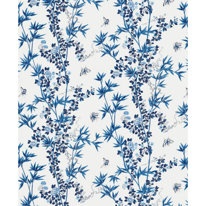 Jardin De Chine Wallcovering in Porcelain Blue & White - The Well Appointed House