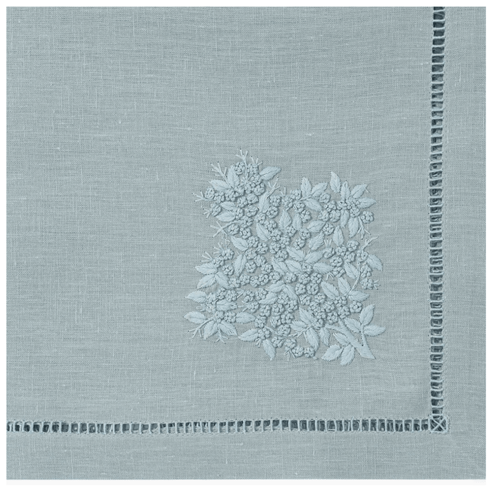 Set of 4 Jardin Monochrome Embroidered Linen Napkins - Dinner Napkins - The Well Appointed House