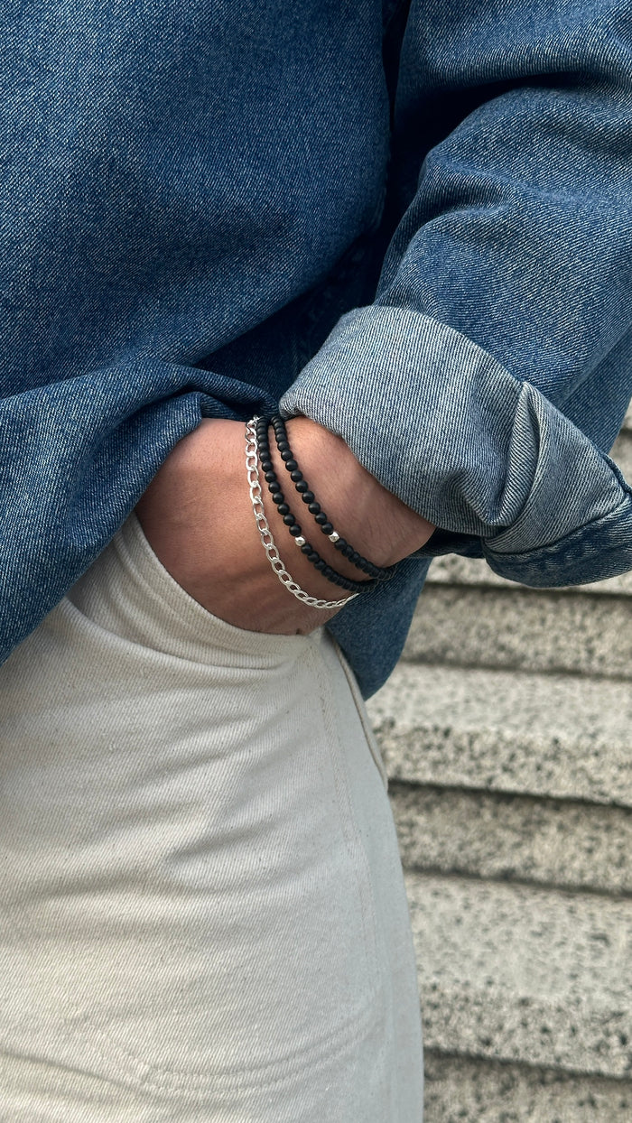 JC bracelet in matte onyx stone, made for 24/7 everyday wear