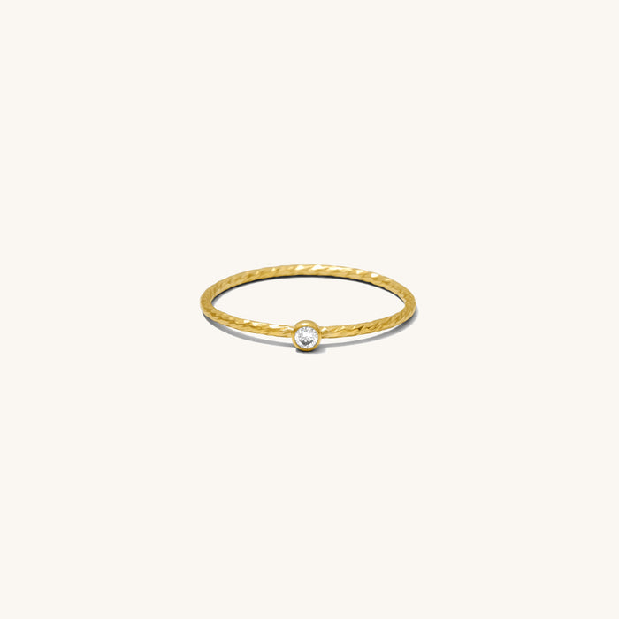 Jessi hammered band ring in 14k gold fill with a sparkling accent stone