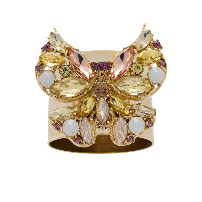 Jeweled Butterfly Napkin Rings, Yellow, Set of Two - The Well Appointed House
