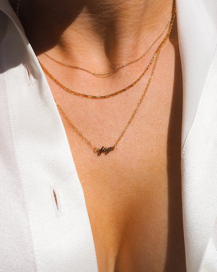 Dainty Joy square link necklace by Beads by Tara in 14k gold fill