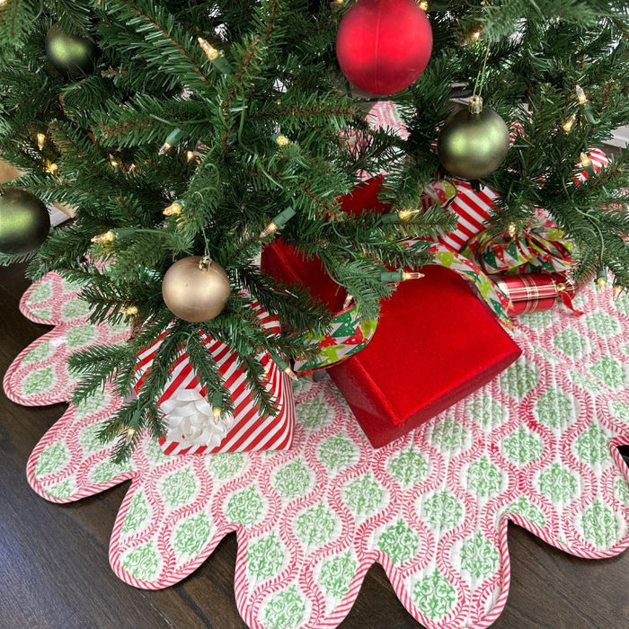 Holiday Vines Quilted Christmas Tree Skirt - The Well Appointed House