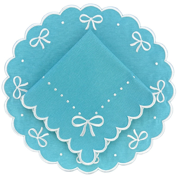 Juliet Bows Placemat in Robin Egg Blue - Well Appointed House