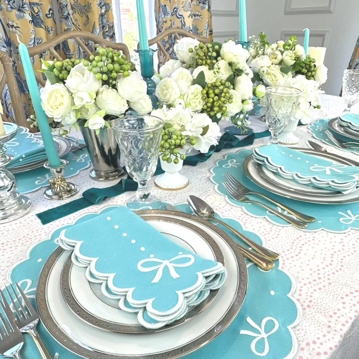 Juliet Bows Placemat in Robin Egg Blue - Well Appointed House
