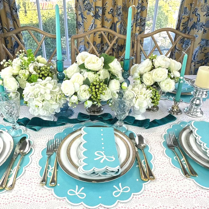 Juliet Bows Placemat in Robin Egg Blue - Well Appointed House