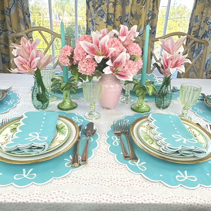 Juliet Bows Placemat in Robin Egg Blue - Well Appointed House