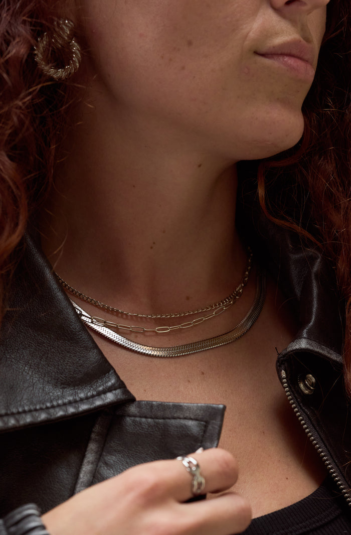 The Jumbo Nile necklace, a wide flat herringbone chain by Beads by Tara