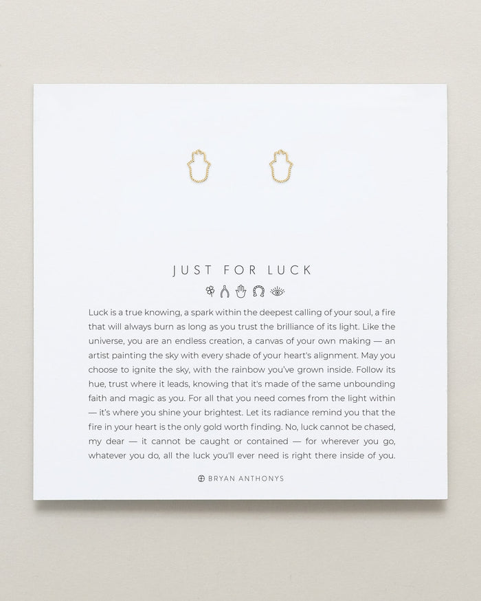 Bryan Anthonys Just For Luck Hamsa Gold Earring On Card