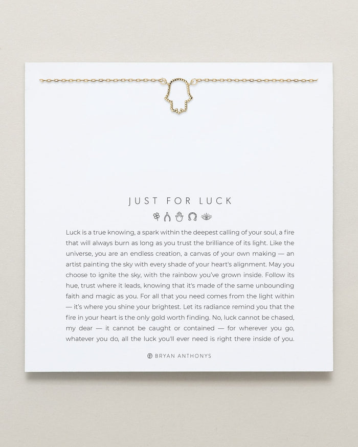 Bryan Anthonys Just For Luck Gold Hamsa Necklace On Card