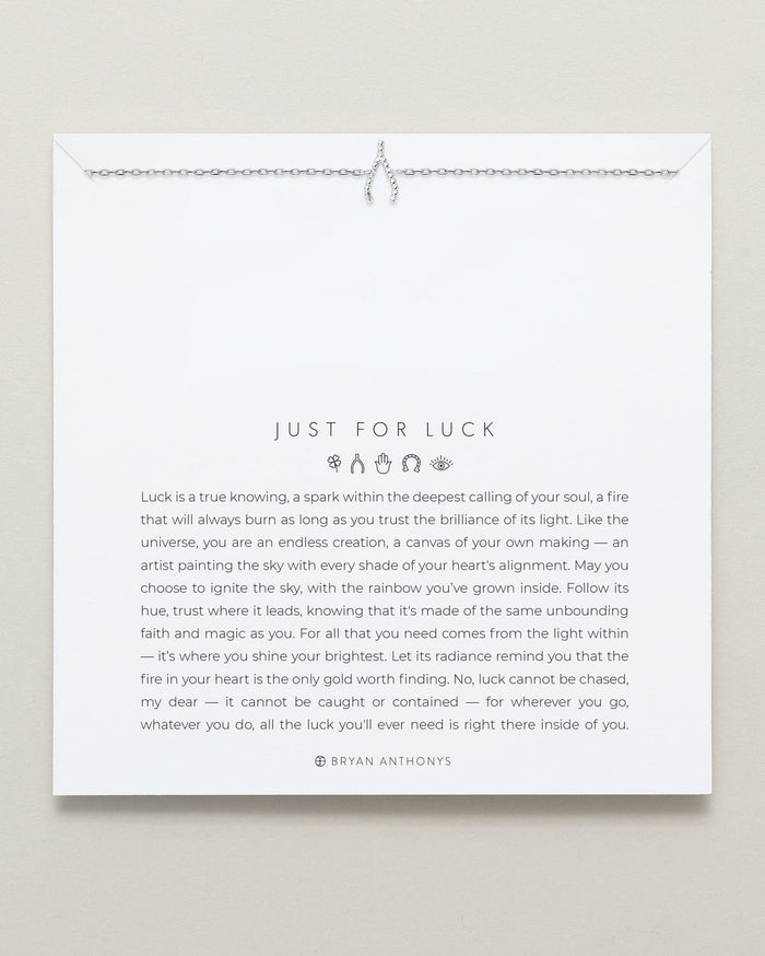 Bryan Anthonys Just For Luck Wishbone Silver Bracelet On Card