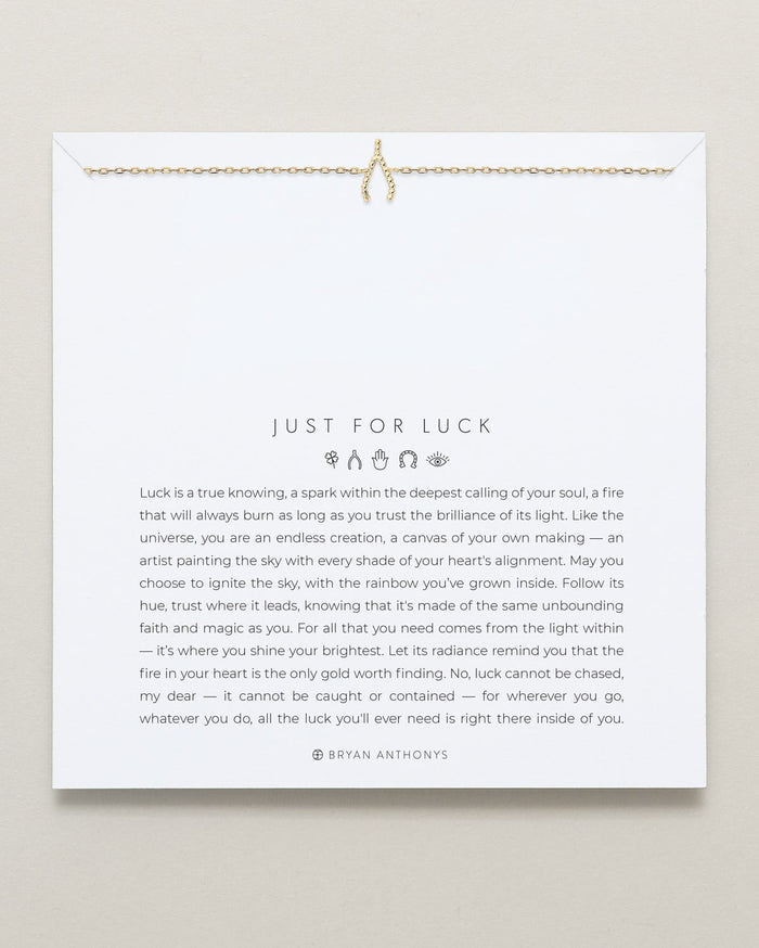 Bryan Anthonys Just For Luck Wishbone Necklace Gold On Card