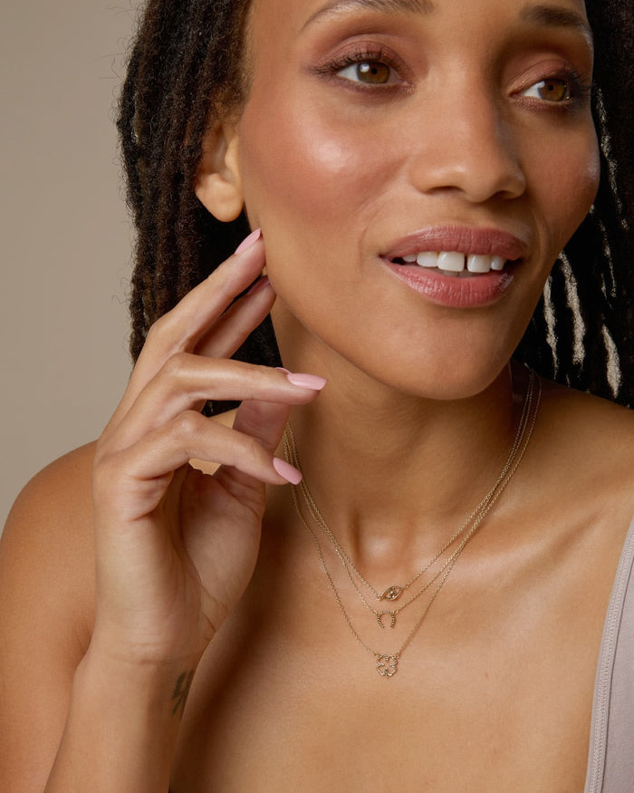 Bryan Anthonys Just For Luck Wishbone Necklace Gold On Model