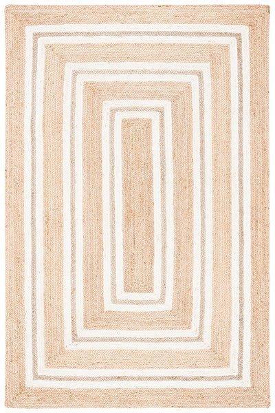 Jute Ivory & Natural Concentric Rectangle Pattern Area Rug - Rugs - The Well Appointed House