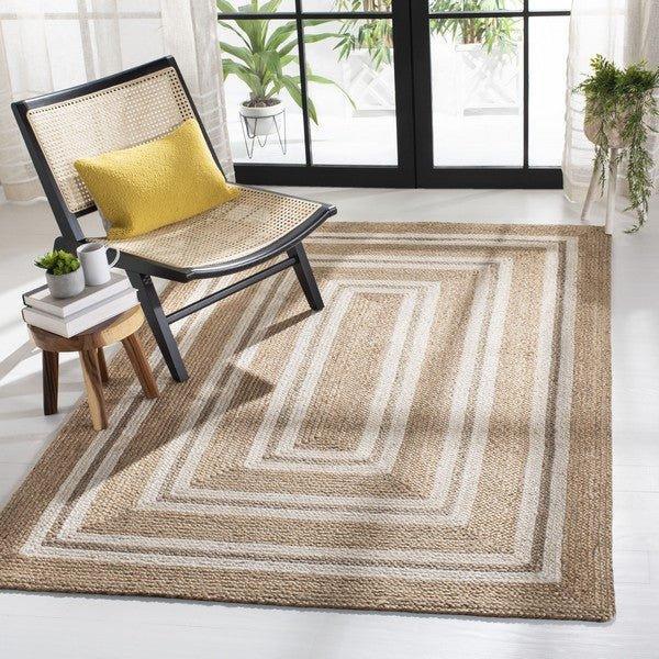 Jute Ivory & Natural Concentric Rectangle Pattern Area Rug - Rugs - The Well Appointed House