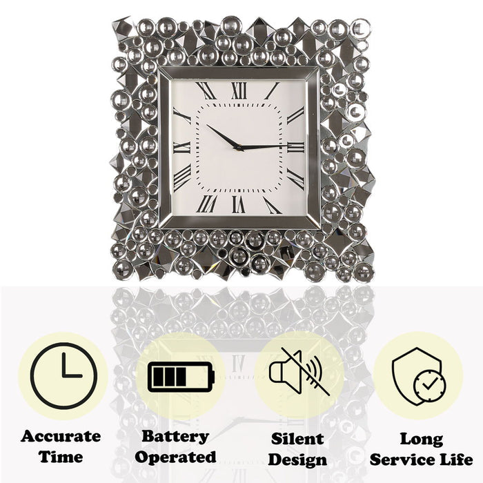Kachina - 19" Wall Clock - Mirrored & Faux Gems