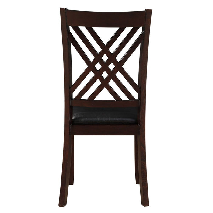 Katrien - Side Chair (Set of 2) - Black Synthetic Leather & Espresso