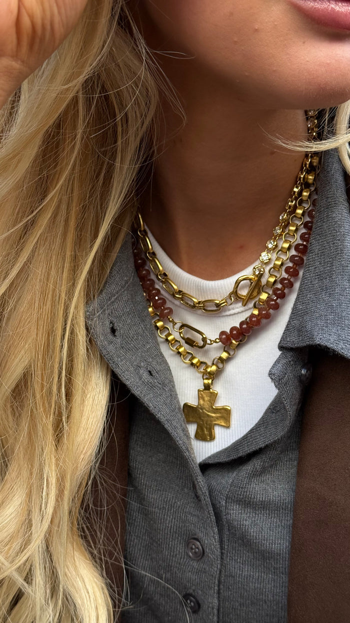 Beads by Tara necklace with gold hardware, made for layering with other chains