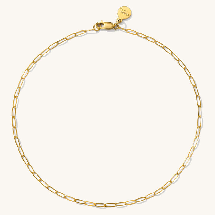 Kaylee anklet, a dainty link chain style with an adjustable length
