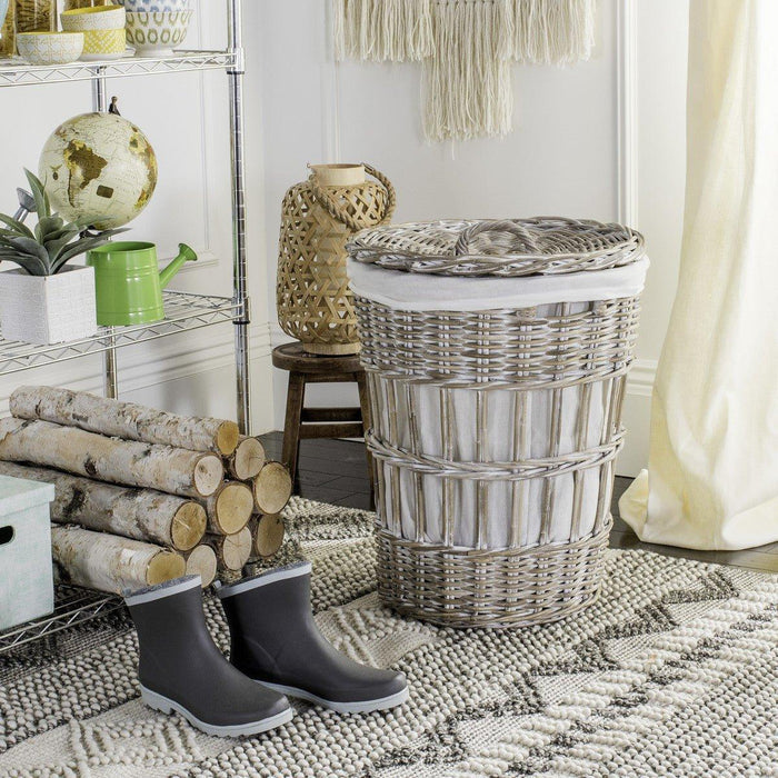 Kubu White Wash Storage Hamper With White Liner - Hampers - The Well Appointed House