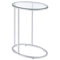Kyle - Oval Glass Top C-Shaped Sofa Side Table - Chrome
