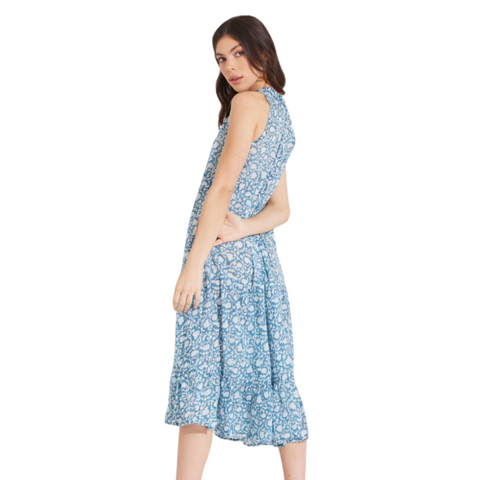 La Guerite Dress, Grapevine Caribbean Blue - The Well Appointed House