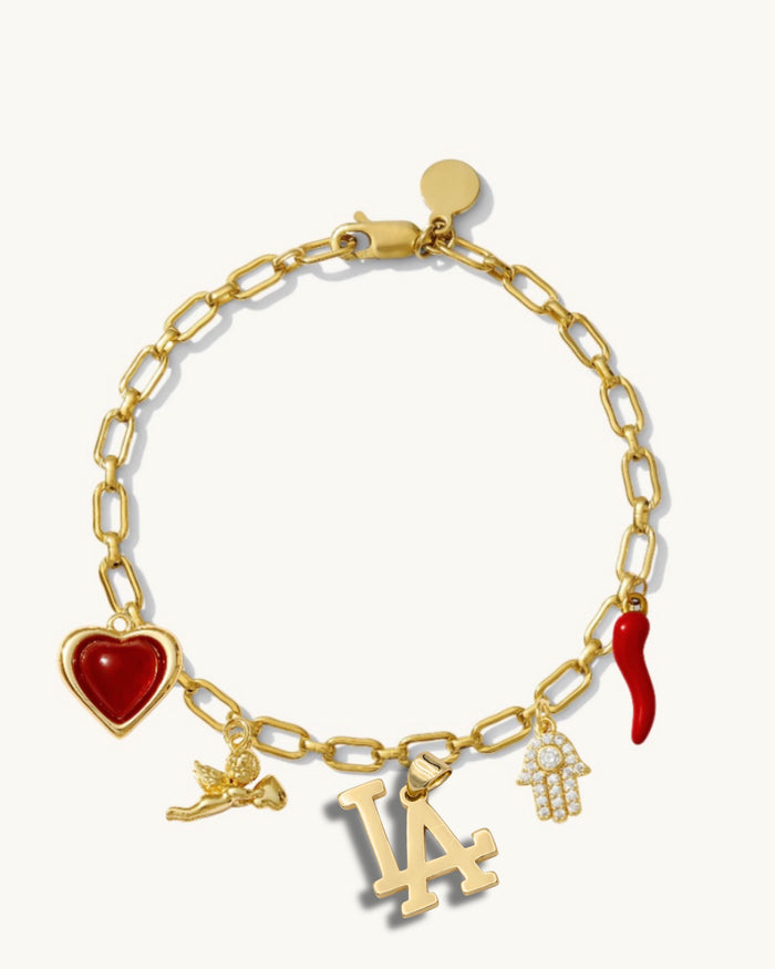 A detail view of the LA Strong charity charm by Beads by Tara