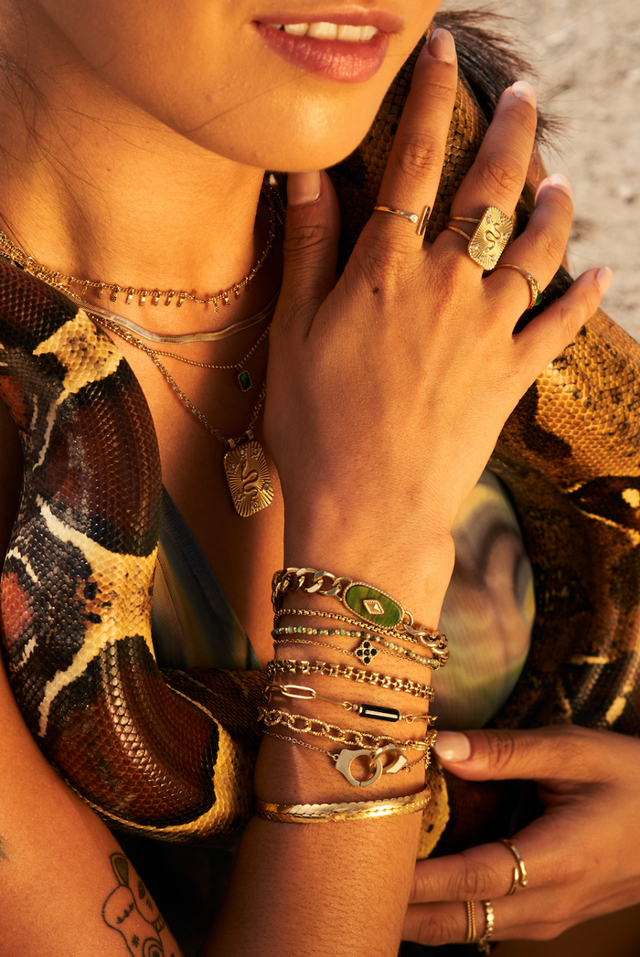 Gold-plated Lana ring with a wrap-around band and tiny pave stones