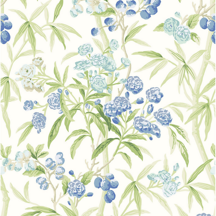 Scalamandre Lanai Wallcovering in Lagoon – Blue, Green, Aqua & Cream - Wallpaper - The Well Appointed House