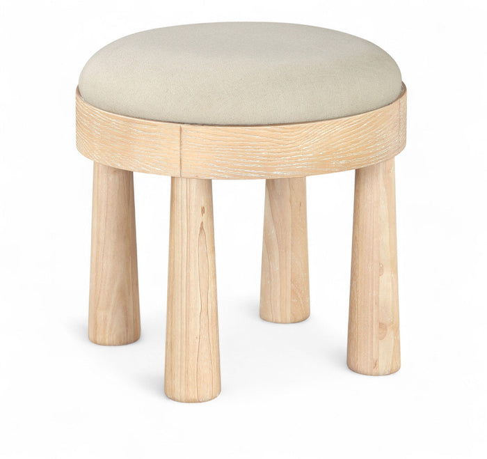 Larea - Linen Textured Fabric Ottoman - Natural Base