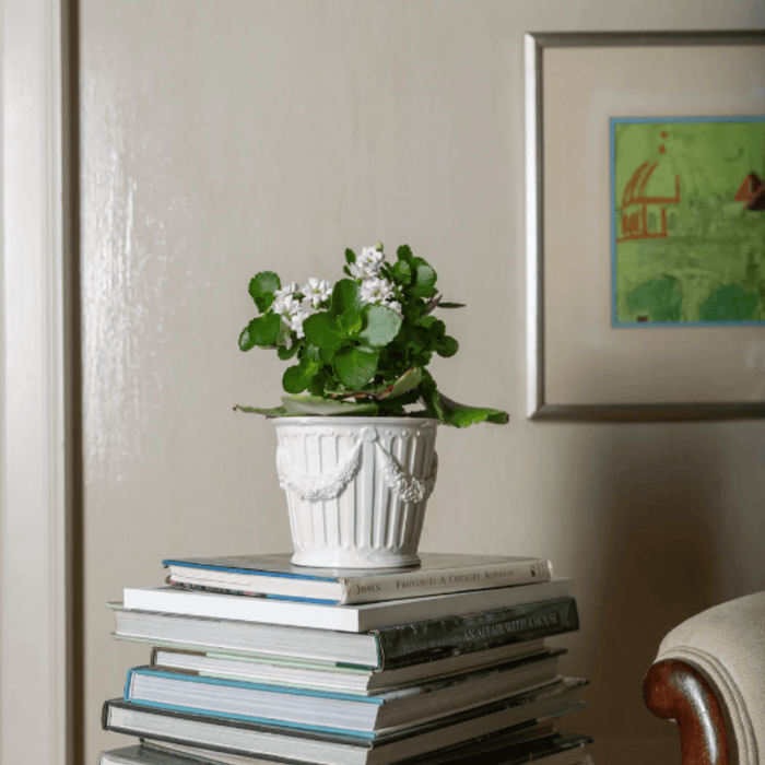 Large Cream Garland Motif Cachepot - Indoor Planters - The Well Appointed House