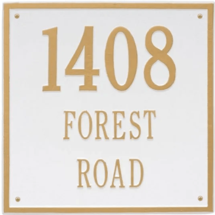 Large Personalized Square Three Line Address Wall Plaque – Available in Multiple Finishes - Address Signs & Mailboxes - The Well Appointed House