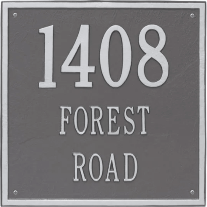 Large Personalized Square Three Line Address Wall Plaque – Available in Multiple Finishes - Address Signs & Mailboxes - The Well Appointed House