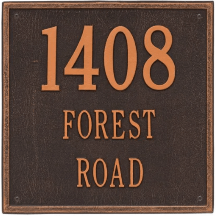 Large Personalized Square Three Line Address Wall Plaque – Available in Multiple Finishes - Address Signs & Mailboxes - The Well Appointed House