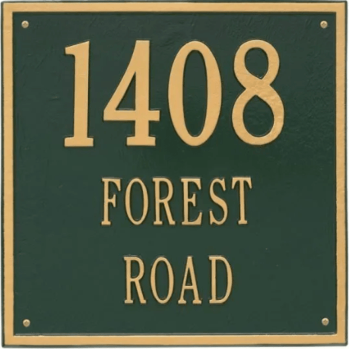 Large Personalized Square Three Line Address Wall Plaque – Available in Multiple Finishes - Address Signs & Mailboxes - The Well Appointed House