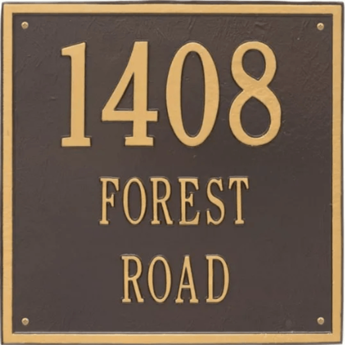 Large Personalized Square Three Line Address Wall Plaque – Available in Multiple Finishes - Address Signs & Mailboxes - The Well Appointed House