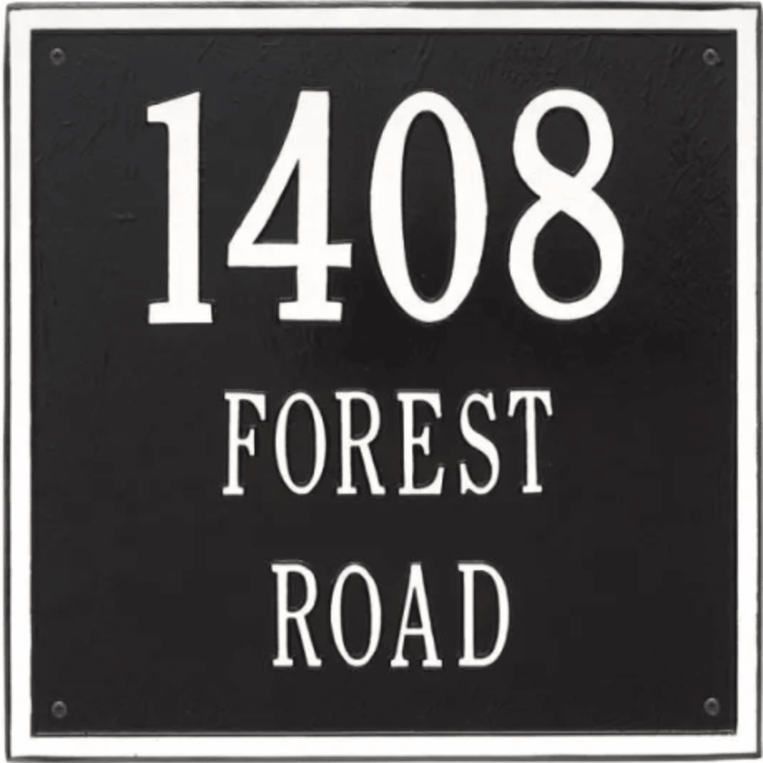 Large Personalized Square Three Line Address Wall Plaque – Available in Multiple Finishes - Address Signs & Mailboxes - The Well Appointed House