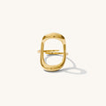 Lava ring with an organic sculpted shape and an oversized rectangular accent