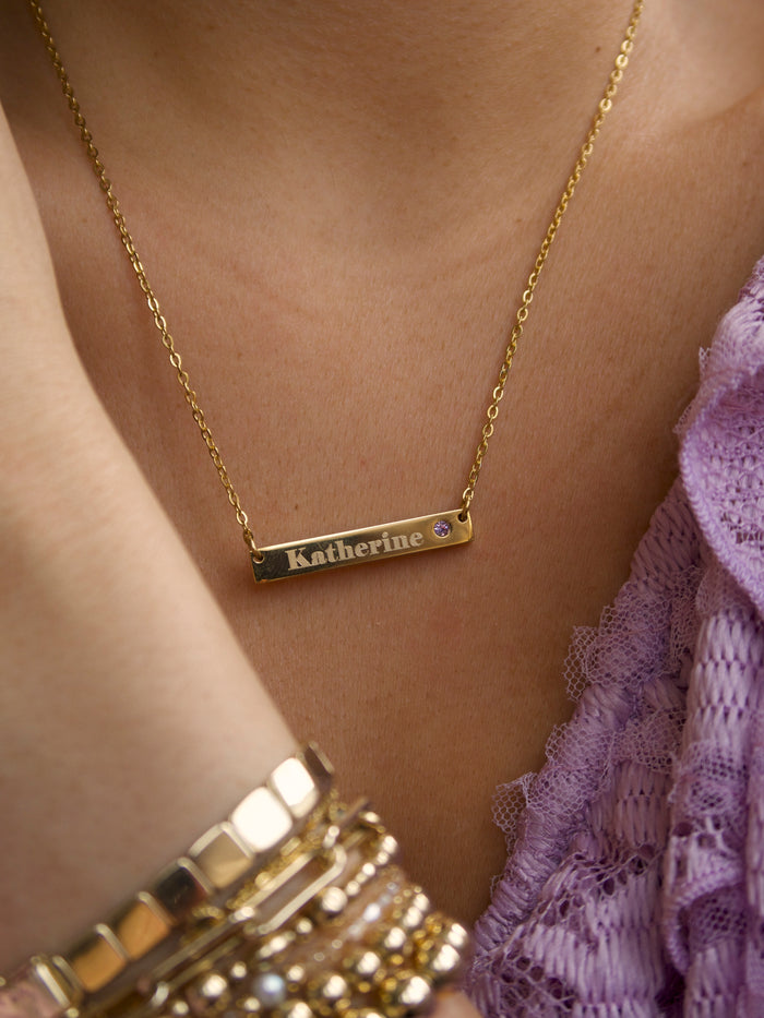 Lennon Birthstone necklace available in gold fill and stainless steel
