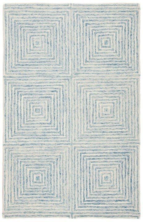 Light Blue & Ivory Hand Tufted Geometric Motif Area Rug - Rugs - The Well Appointed House