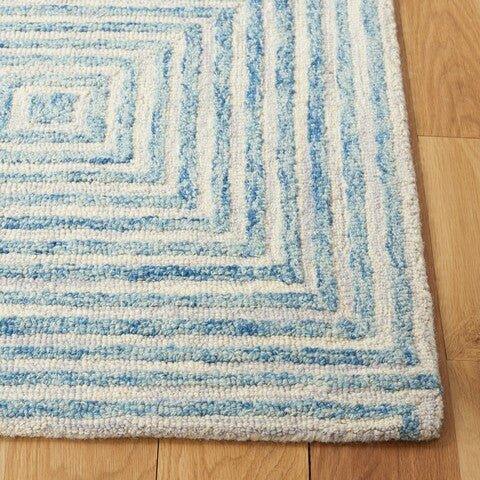 Light Blue & Ivory Hand Tufted Geometric Motif Area Rug - Rugs - The Well Appointed House