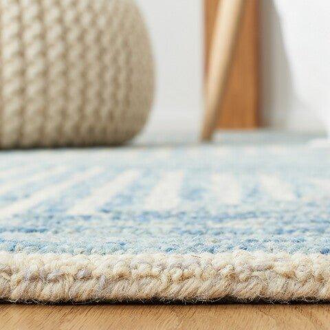 Light Blue & Ivory Hand Tufted Geometric Motif Area Rug - Rugs - The Well Appointed House