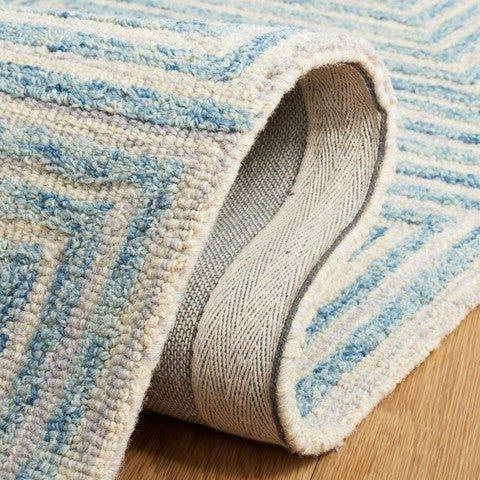 Light Blue & Ivory Hand Tufted Geometric Motif Area Rug - Rugs - The Well Appointed House