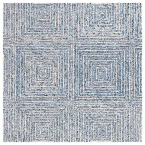 Light Blue & Ivory Hand Tufted Geometric Motif Area Rug - Rugs - The Well Appointed House
